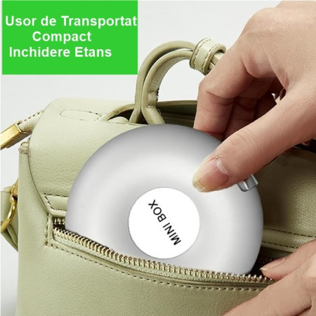 Cutie Depozitare Medicamente,  6 Compartimente, Inchidere Etans, Portabila, Rotund, Alb/Gri, PP, 8.4x2.9x8.5 cm