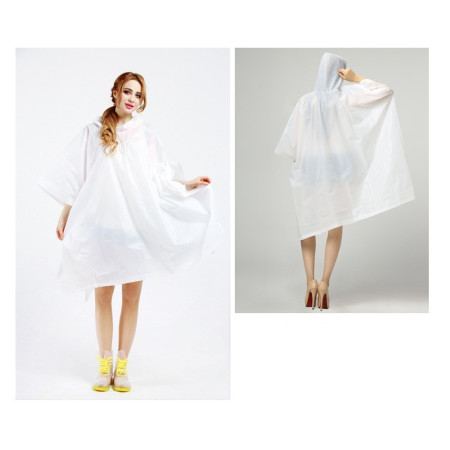 Pelerina de Ploaie,  pentru Adulti, EVA, Tip Poncho, Impermeabila, Rezistenta la Vant, Capse Laterale, 160 g, Alb