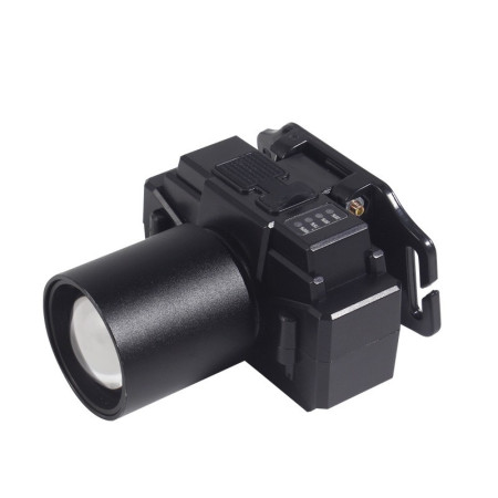 Lanterna LED de Montat pe Cap,  cu Raza Lunga de Zoom, Far Telescopic, Reglabil, Rezistent la Apa, pentru Pescuit in Aer Liber, Camping, Lumina Puternica, Lanterna, 7x4.5x6 cm, Negru