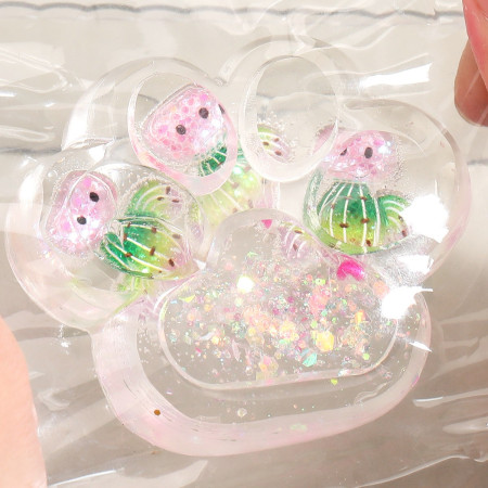 Jucarie Antistres Squishy, Cyrax, Labuta de Pisica Pufoasa, cu Revenire Lenta, 7 x 6.5 cm, Model Ciuperca, Multicolor