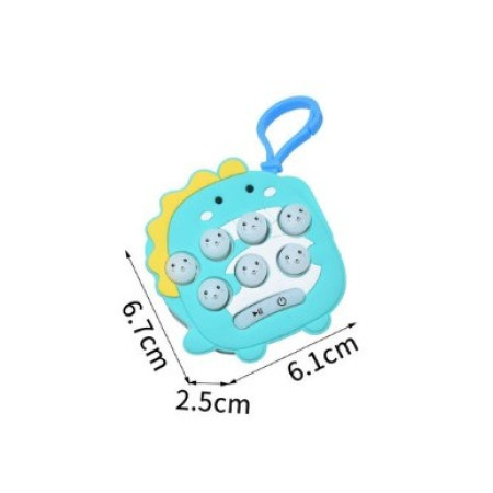 Jucarie pentru copii portabila Cyrax, joc Gopher, cu lumini si muzica, tip breloc, model dinozaur, material silicon si ABS, albastru