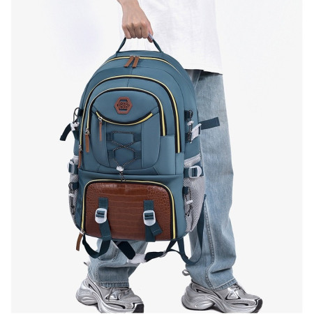 Rucsac Multifunctional pentru Calatorie,  pentru Alpinism, Voiaj, Drumetii, din Panza Oxford, 34x16x52 cm, Albastru Marin