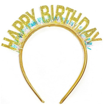 Coronita Decorativa pentru Petreceri, Cyrax, Tema Aniversare, Model Happy Birthday, Marime Universala, Auriu