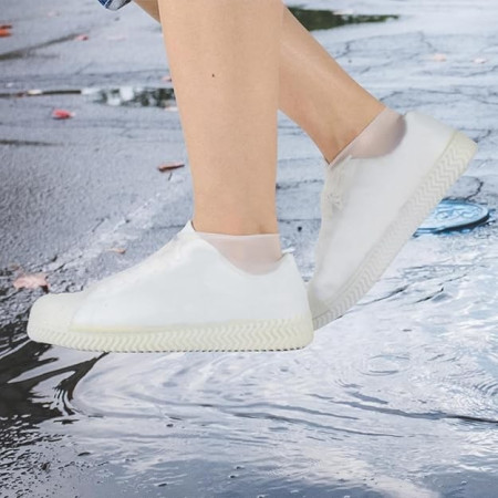 Husa Incaltaminte,  Impermeabila, Antiderapanta, din Latex, 13 x 13 x 2 cm, Marime M 34-40 cm, Alb
