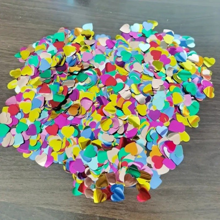 Tub de Confetii, Cyrax, Party Popper, 20x5 cm, Confetii Inimioare din Aluminiu, Multicolor