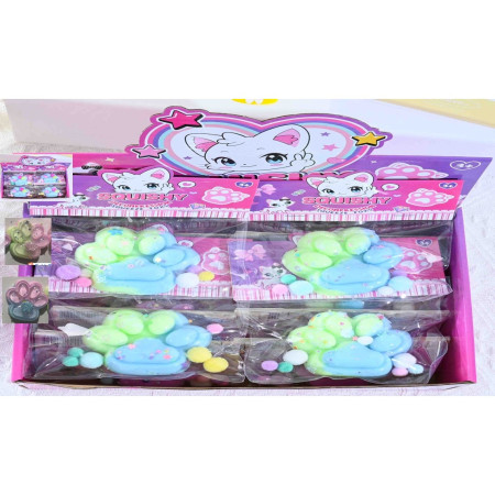 Jucarie Antistres Squishy, Cyrax, cu Revenire Lenta, Labuta de Pisica Pufoasa, 7.5 cm, Ambalaj Transparent, Model 27059, Multicolor