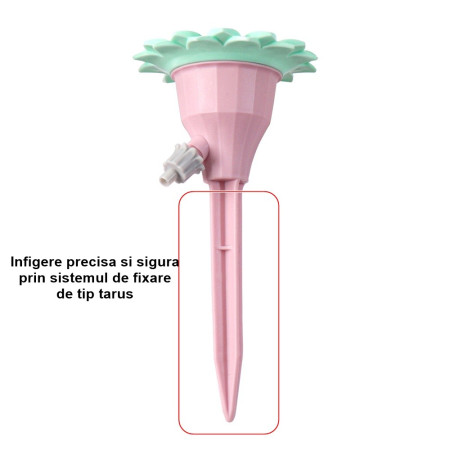 Set picuratoare cu valva pentru irigare  design floare, viteza reglabila, fixare prin infigere, practic, 16.8 x 9 cm, roz