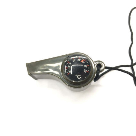 Fluier 3in1, Flippy cu Busola si Termometru, pentru Drumetii, Negru