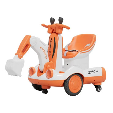 Excavator Electric, Cyrax, pe 4 Roti Antiderapante, cu Telecomanda, Brat Controlat Electric, cu Telecomanda, +2 Ani, Portocaliu