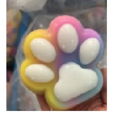 Jucarie Antistres Squishy, Cyrax, cu Revenire Lenta, Labuta de Pisica Pufoasa, 8.5 x 7.5 cm, Ambalaj Transparent, Multicolor Alb