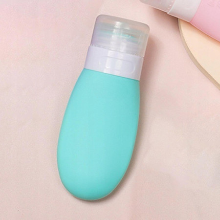 Recipient Portabil din Silicon Elegant de Voiaj, Sticla de Calatorie,  Potrivita pentru Lotiune, Sampon si Alte Lichide, Anti-scurgere, cu Posibilitate de Reumplere, Capacitate 90mL, Verde