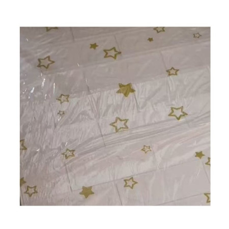 Set 10 Placi de Tapet,  Autoadezive, 70 x 77 cm, Suprafata Acoperita 5.3 mp, din PVC, Model Stelute Aurii, Alb