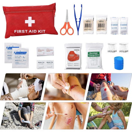 Kit supravietuire multifuncional  42 de Instrumente Profesionale, Echipament de prim-ajutor, Drumetie, Camping