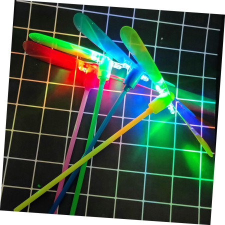 Set 4 Jucarii Libelula Zburatoare, Distractive pentru Copii, Cyrax, Aruncatoare Manuale din Plastic, cu Lumini, Multicolor