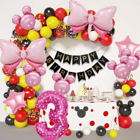 Balon din Folie Metalizata Cyrax, Figurina Cifra, Imprimeu Inimi, Tema Aniversare 80 cm, Ambalaj Individual, Pai inclus, Umflare cu Aer sau Heliu, Roz, Cifra 3