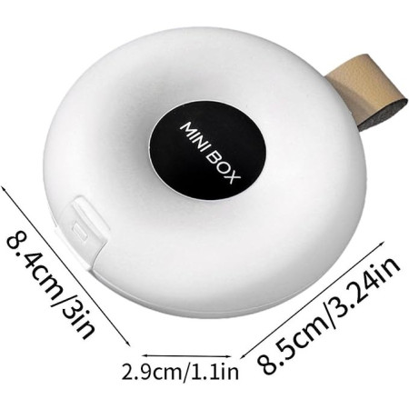 Cutie Depozitare Medicamente,  6 Compartimente, Inchidere Etans, Portabila, Rotund, Alb/Negru, PP, 8.4x2.9x8.5 cm