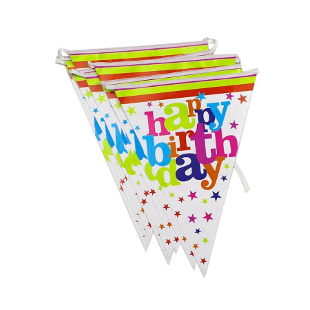 Set 10 Stegulete Tip Banner, Cyrax, Colectia Happy Birthday, 270 cm Lungime, din Hartie Cretata, Multicolor