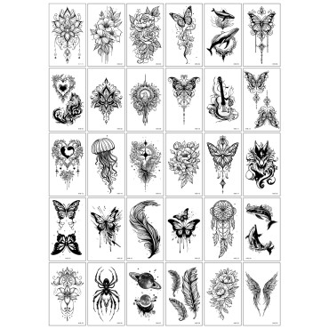 Set 30 Tatuaje Temporare, Cyrax, pe Baza de Apa, Model 6, Negru