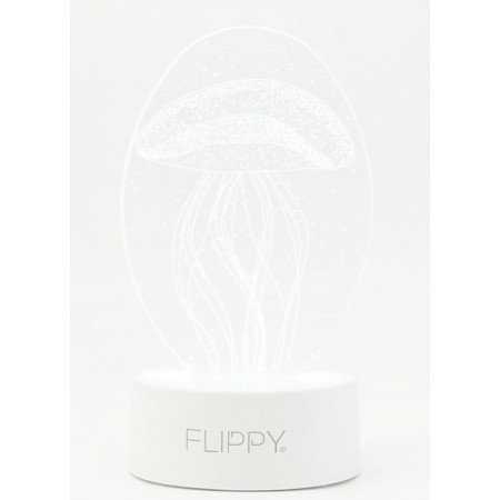 Lampa LED decorativa,  3D, Meduza, din material acril si lumina multicolora, alb