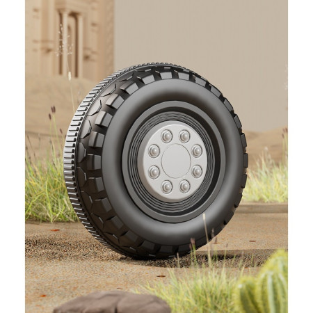 Masinuta Electrica, Cyrax, pe 4 Roti, cu Telecomanda si Maner Detasabil, Cos de Depozitare, Lumini Led si Muzica, +1 an, Greutate Portanta 40 kg, Gri