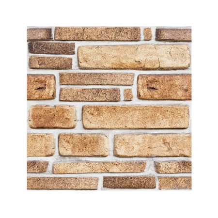 Set 10 Placi Tapet 3D,  30 x 30 cm, din PVC, Tip Piatra, Suprafata acoperita 0.9 mp, Autoadeziv, Bej