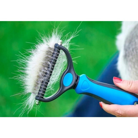 Pieptene pentru Părul de Animale,  Dispozitiv de Îngrijire cu Două Fețe, Îndepărtarea părului, Albastru