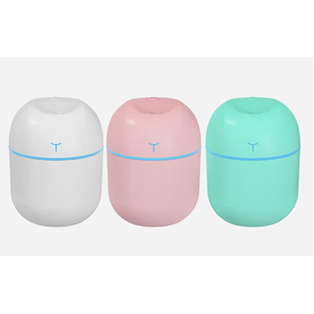 Mini Umidificator Portabil,  2 Moduri, Aromaterapie, Silentios, Lumina Ambientala, Incarcare USB, 220 ml, 8 x 8 x 10.3 cm, Roz