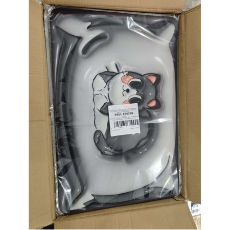 Covor de Baie,  3D, din Spuma, Antialunecare, Absorbant, 40 x 60 cm, Model Pisica, Gri