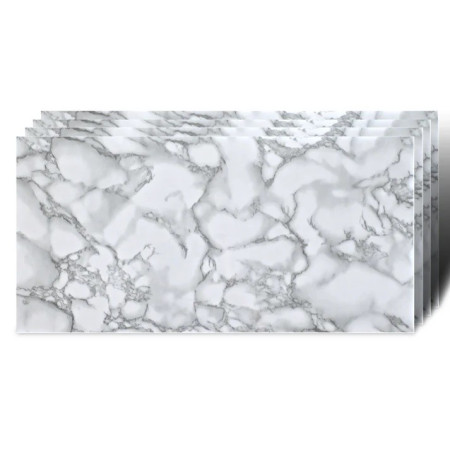 Set 10 Placi Tapet,  60 x 30 cm, Grosime 1.5 mm, din PVC, Model Imitatie de Marmura, Suprafata acoperita 1.8 mp, Gri