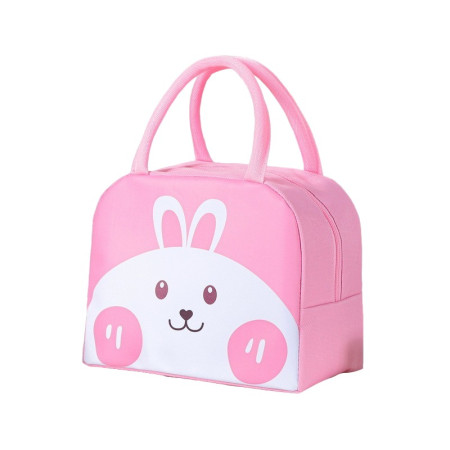 Geantă Frigorifică, Cyrax, cu Desene Animat, Portabilă pentru Copii, de Prânz, din Pânză Oxford, 22x14x19 cm, Model Iepuras, Roz
