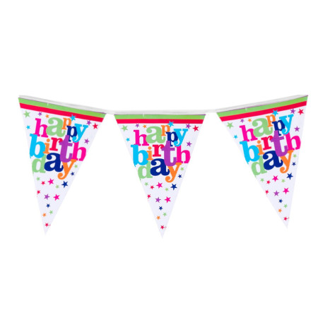 Set 10 Stegulete Tip Banner, Cyrax, Colectia Happy Birthday, 270 cm Lungime, din Hartie Cretata, Multicolor