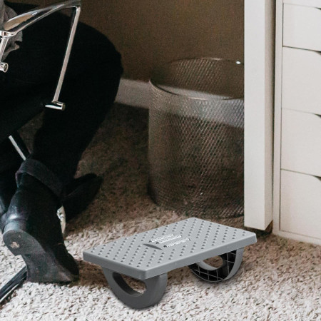 Suport Ergonimic pentru Picioare,  Plastic, cu Role de Masaj pentru Talpi, pentru Birou, Usor de Transportat, Detasabil, 33.5x24x12 cm, Gri