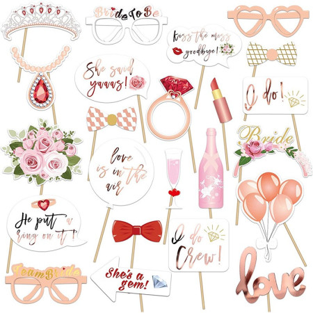 Set 23 de Accesorii pentru Petrecere, Cyrax, Props pentru Coltul de Poze, Tematica Petrecerea Burlacitelor, Roz