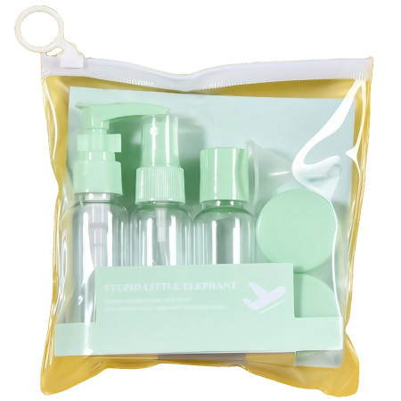 Set Recipiente pentru Cosmetice, Cyrax, 5 Piese, cu Gentuta, pentru Calatorii, Reutilizabile, Verde, Material Plastic, 40 ml, 10g