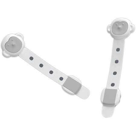 Siguranta pentru Usi Copii,  Sistem de Blocare Sertare, Dulap, Frigider, Adeziv, cu Sistem de Inchidere Dublu, Model Maimutica, Alb