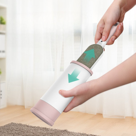 Perie Electrostatica,  Pentru Curatarea Parului/Scamelor de pe Haine si Tapiterii, 2 Fete, Autocuratare, 31 x 8.5 cm, Roz