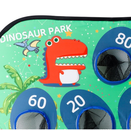 Joc pentru Copii, Cyrax, Aruncarea Sacilor cu Nisip, Sageti, 8 Mingi, 4 Saci, Geanta Portabila, Interactiv, Model Dinozauri, 77.5x44.5x42 cm, Multicolor