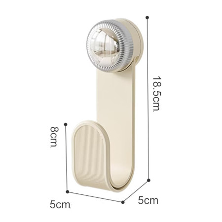 Suport pentru Capace Vase, Cyrax, Suport de Depozitare pentru Capacul Oalei in Bucatarie, cu Ventuza, Usor de Montat pe Perete, 19 x 6 x 5 cm, Alb Crem