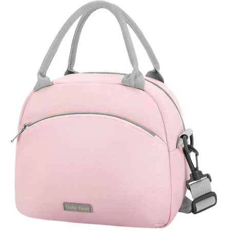 Geanta Termica pentru Pranz Cyrax, Multifunctionala, Compartimentata, Impermeabila, 2 Tipuri de Manere, 26x14.3x21.2 cm, Roz