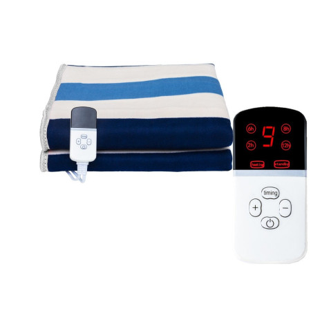 Patura electrica 180 x 150 cm,  130 W, Control Telecomanda, 9 Trepte de Caldura, Temporizator, Multicolor