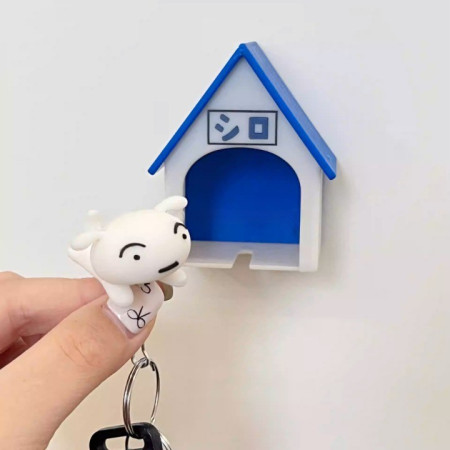 Suport de Chei,  Model Casuta si Breloc Caine Alb, 7x6x4cm