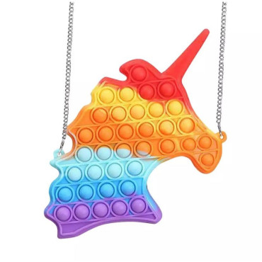 Jucarie antistres din silicon, Cyrax, Geanta Pop It, Unicorn, Multicolor