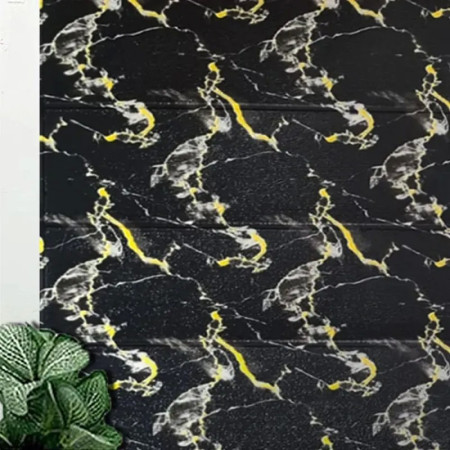 Set 10 Placi Tapet 3D,  70 x 70 cm, Grosime 3 mm, din Rasina, Tip Placi de Lemn, Suprafata Acoperita 4.9 mp, Negru