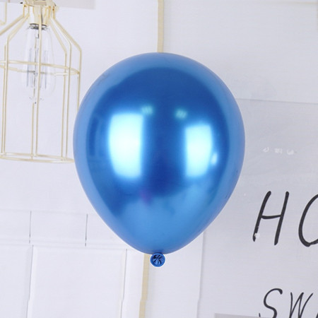 Set 12 Baloane, Cyrax, din Latex Chrome, 13 cm, Albastru Inchis