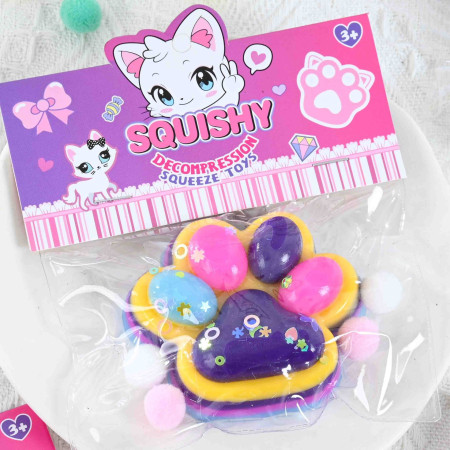 Jucarie Antistres Squishy, Cyrax, Labuta de Pisica Squeeze Toys, cu Revenire Lenta, 7.5 cm, Model 270514, Multicolor