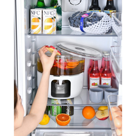 Dozator de apa Cyrax, 3 compartimente rotative, capacitate mare de 3l, alb