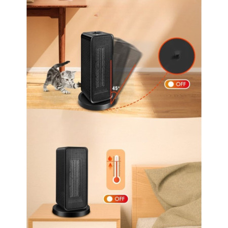 Aeroterma / Radiator  1200 W, 2 trepte de putere, termostat reglabil, Negru