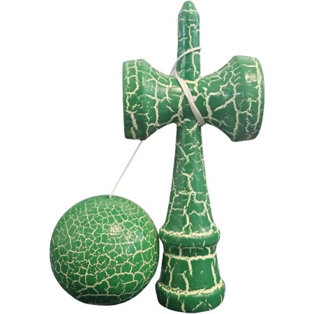 Kendama X Originala, Profesionala, Cyrax, Kendama Cracked, din Lemn, 18 cm, Verde Alb