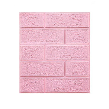 Set 10 Placi Tapet 3D,  35 x 38 cm, Grosime 3 mm, din Polietilena, Model Caramida, Suprafata acoperita 1.33 mp, Roz