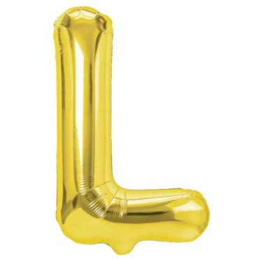 Balon Folie Metalizata Litera L, Cyrax, 40 cm, Umflati cu Heliu sau Aer, Ambalaj Individual, Pai inclus, Auriu